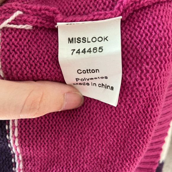 4/$20 Misslook Purple Cream and Pink Drop Shoulder Sweater Rolled Collar 3XL - Picture 7 of 8